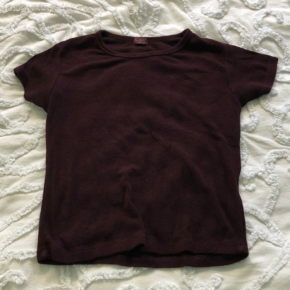 Dark burgundy brandy Melville high neck tee